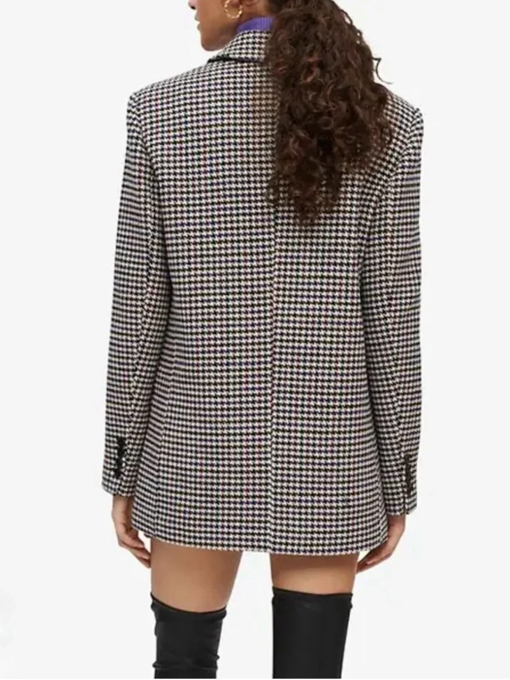 MAJE Votale Houndstooth Wool blend Jacket 34 - Picture 2 of 8